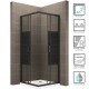 BOHA-LINE Cabine douche noir avec motif ligne H 180 cm porte coulissante 