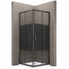 BOHA-LINE Cabine de douche noire en angle avec verre sérigraphié pour salle de bain