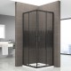 BOHA-PIX Cabine de douche avec porte coulissante avec cadre en alu noir et verre sécurité