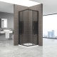 BOHA-PIX Cabine de douche avec porte coulissante avec cadre en alu noir et verre sécurité