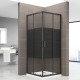 BOHA-LINE Cabine de douche avec un verre imprimé rayures noires 