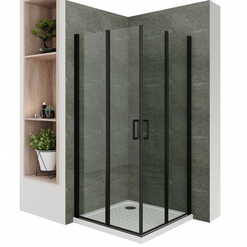 SOFIA-BLACK Cabine de douche noire portes pliantes pivotantes