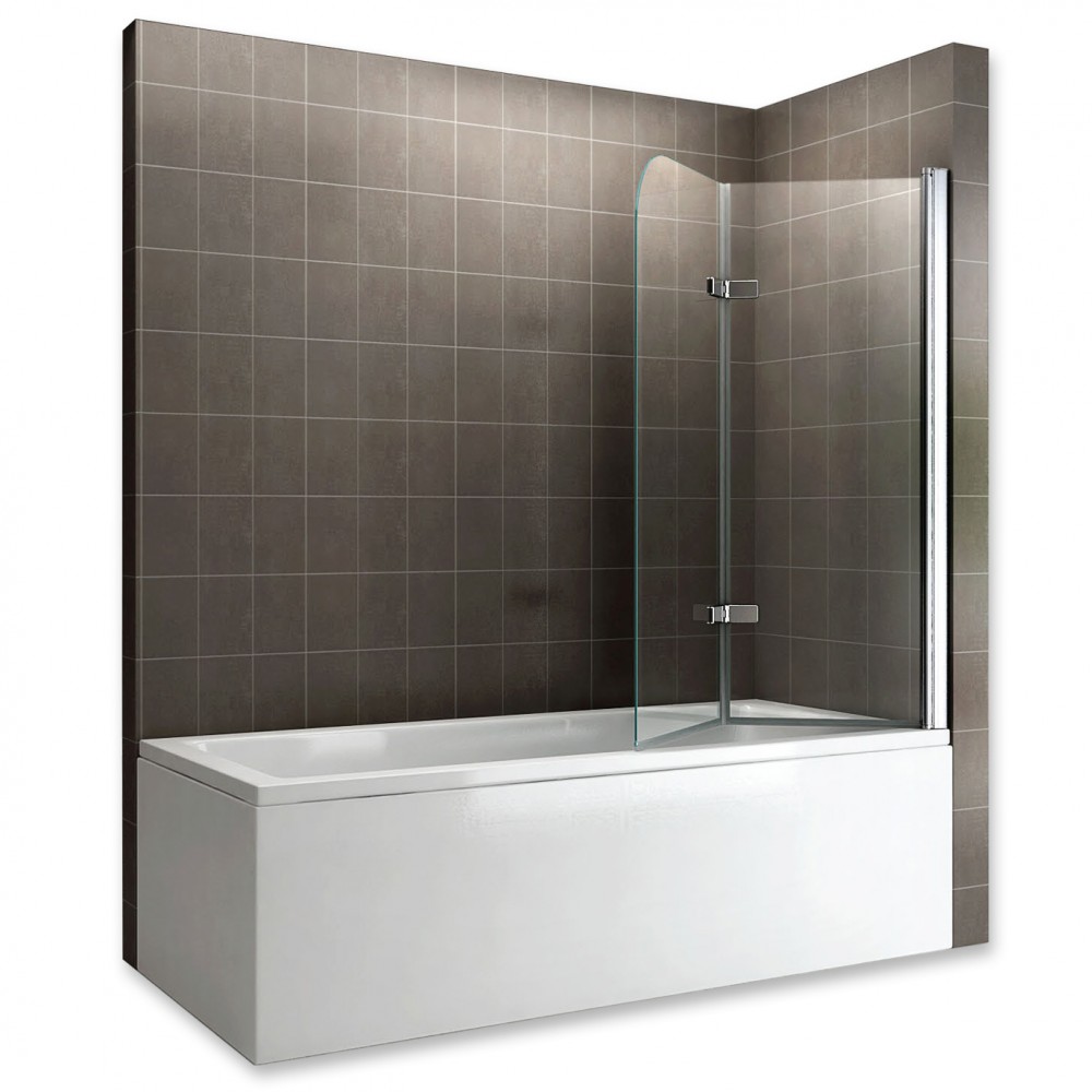 Luca Varess Solid pare-baignoire 80 cm verre transparent avec bande matte