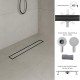 VINY Caniveau de douche à encastrer avec siphon 360° ouverture large noire