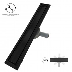 VINY Caniveau de douche à encastrer avec siphon 360° ouverture large noire