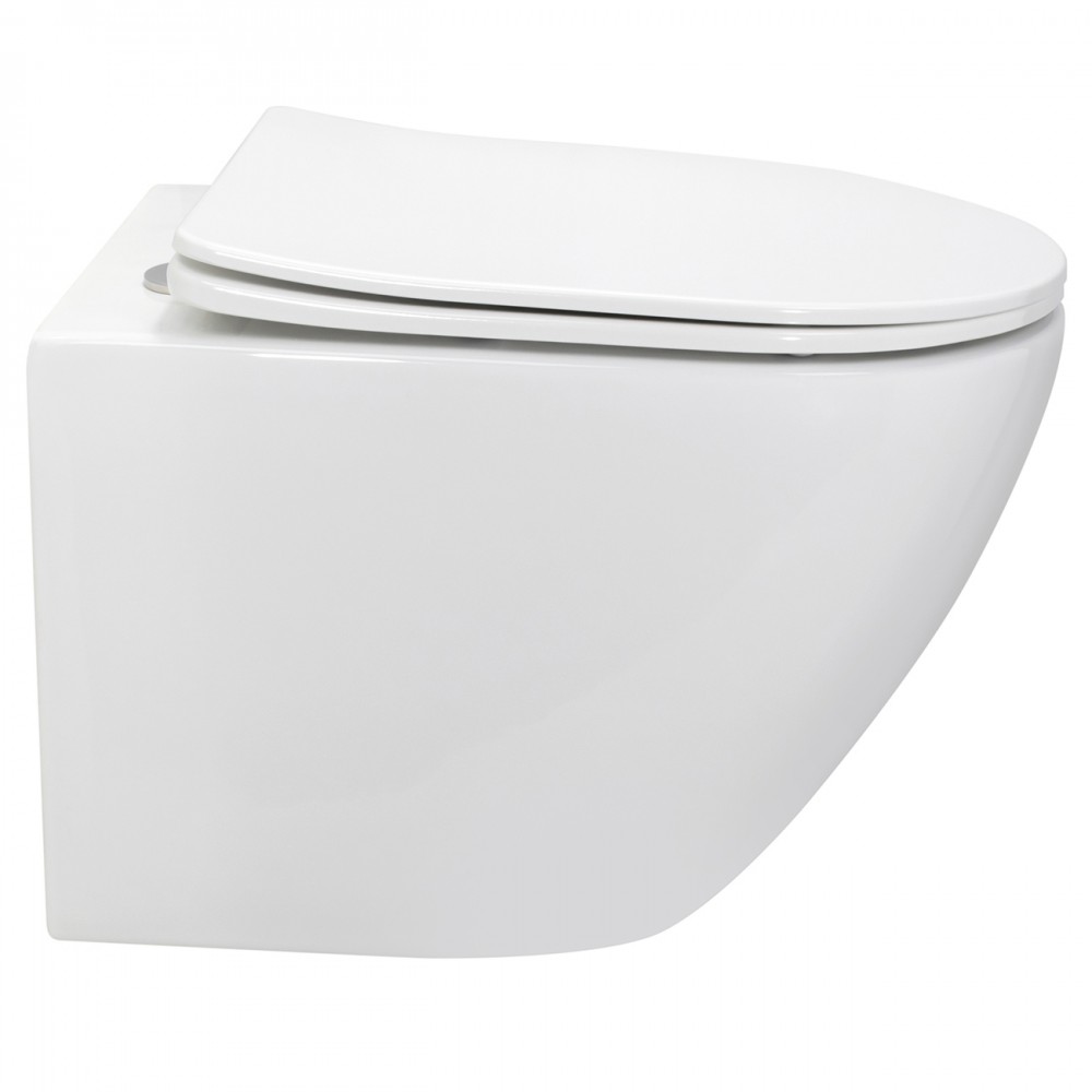 Cuvette WC à poser avec abattant blanc – Hauteur confortable