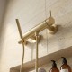 Mitigeur de douche + douchette or sur mur en pierre