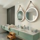COMO Miroir LED rond à suspendre cuivre Ø60cm