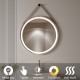 COMO Miroir LED rond à suspendre cuivre Ø80cm