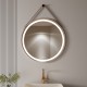 COMO Miroir LED rond à suspendre cuivre Ø80cm