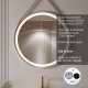 COMO Miroir LED rond à suspendre cuivre Ø80cm