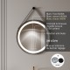 COMO Miroir LED rond à suspendre noir Ø60cm