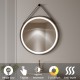 COMO Miroir LED rond à suspendre noir Ø80cm