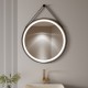 COMO Miroir LED rond à suspendre noir Ø80cm