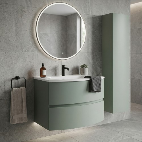 ARMONIA Meuble vasque vert sauge + 1 colonne