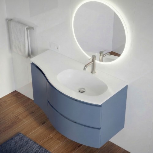 ARMONIA Meuble vasque L. 105 cm bleu-mer extension à gauche