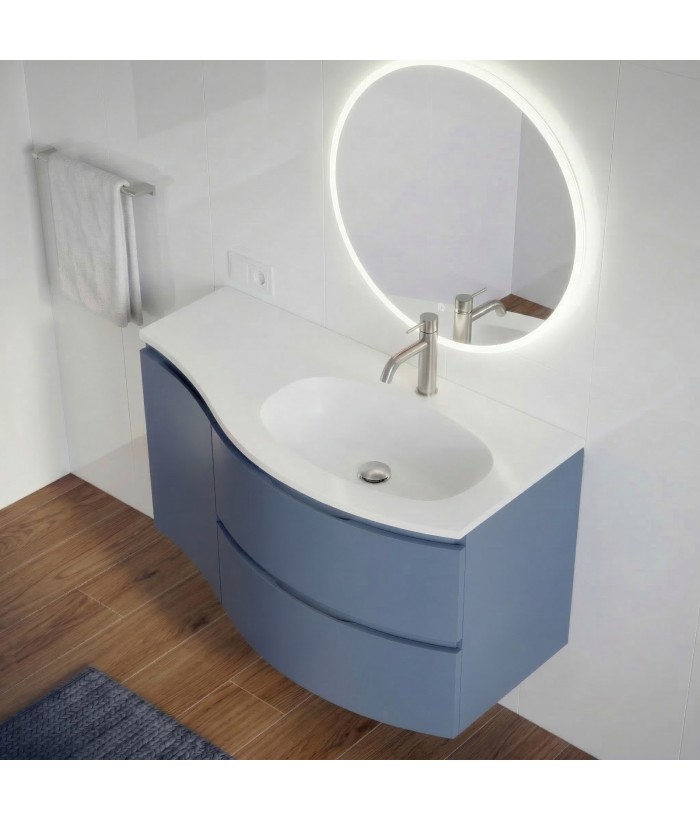 ARMONIA Meuble vasque L. 105 cm bleu-mer extension à gauche