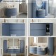 ARMONIA Meuble vasque 105 cm bleu-mer extension à droite + 2 colonnes