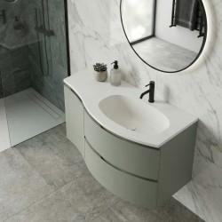 ARMONIA Meuble vasque 105 cm vert extension à gauche