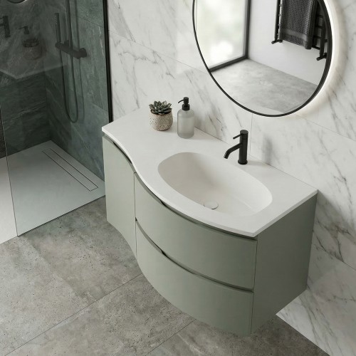 ARMONIA Meuble vasque 105 cm vert extension à gauche