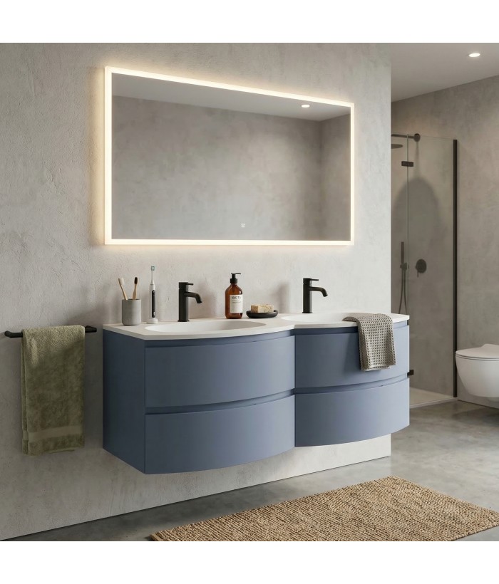 ARMONIA meuble double vasque 140 cm Bleu-Mer