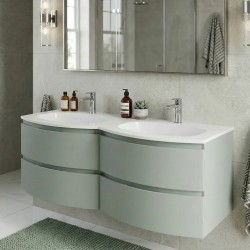 ARMONIA Meuble double vasque encastrée L. 140 cm vert sauge