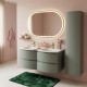 ARMONIA Meuble double vasque 140 cm vert sauge + 1 colonne