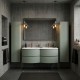 ARMONIA Meuble double vasque 140 cm vert sauge + 2 colonnnes