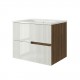 EVA Chêne Moka et Blanc brillant cannelé - largeur 60 cm