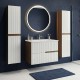 EVA Chêne Moka et Blanc brillant cannelé - largeur 60 cm + 2 colonnes