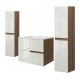 EVA Chêne Moka et Blanc brillant cannelé - largeur 60 cm + 2 colonnes