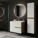 EVA Chêne Moka et Blanc brillant cannelé - largeur 60 cm + 1 colonne