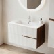 EVA Chêne Moka et Blanc brillant cannelé - largeur 80 cm