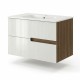 EVA Chêne Moka et Blanc brillant cannelé - largeur 80 cm
