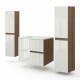 EVA Chêne Moka et Blanc brillant cannelé - largeur 80 cm + 2 colonnes