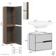 Meuble largeur 80cm + vasque intégrée + 2 colonnes