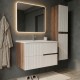 EVA Chêne Moka et Blanc brillant cannelé - largeur 80 cm + 1 colonne