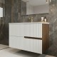 EVA Chêne Moka et Blanc brillant cannelé - largeur 100 cm