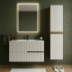 EVA Chêne Moka et Blanc brillant cannelé - largeur 100 cm + 1 colonne