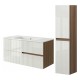EVA Chêne Moka et Blanc brillant cannelé - largeur 100 cm + 1 colonne