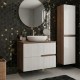 EVA Chêne Moka et Blanc brillant cannelé - largeur 60 cm + 1 colonne