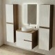 EVA Chêne Moka et Blanc brillant cannelé - largeur 60 cm + 2 colonnes