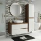 EVA Chêne Moka et Blanc brillant cannelé - largeur 80 cm + 1colonne