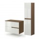 EVA Chêne Moka et Blanc brillant cannelé - largeur 80 cm + 1colonne