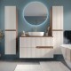 EVA Chêne Moka et Blanc brillant cannelé - largeur 80 cm + 2 colonnes