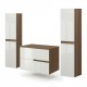 EVA Chêne Moka et Blanc brillant cannelé - largeur 80 cm + 2 colonnes
