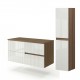 EVA Chêne Moka et Blanc brillant cannelé - largeur 100 cm + 1 colonne