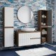 EVA Chêne Moka et Blanc brillant cannelé - largeur 100 cm + 2 colonnes