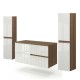 EVA Chêne Moka et Blanc brillant cannelé - largeur 100 cm + 2 colonnes