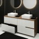 EVA Chêne Moka et Blanc brillant cannelé - Largeur 120 cm